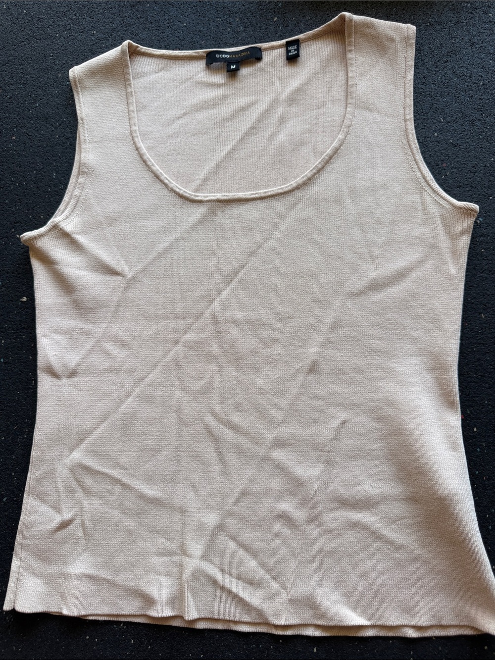 BCBGMaxAzria Neutral Beige Scoop Neck Knit Tank